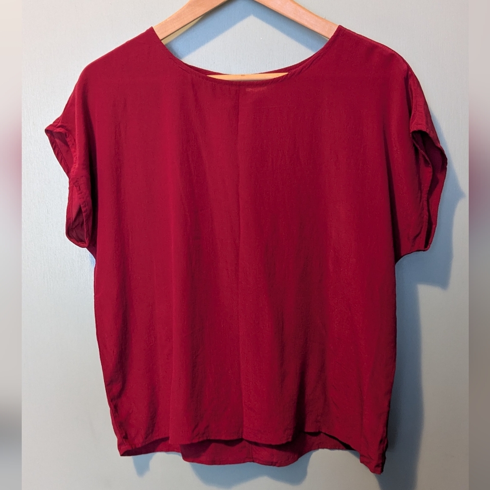 Relaxed Short Sleeve Crop Top - Red